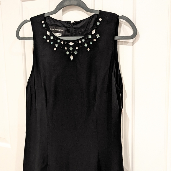 Donna Morgan Silk Sleeve-less Sheath Dress with Rhinestones - Picture 2 of 11